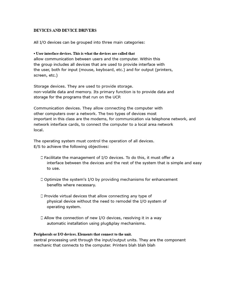 Understanding I/O Devices and Drivers | PDF | Input/Output | Operating ...