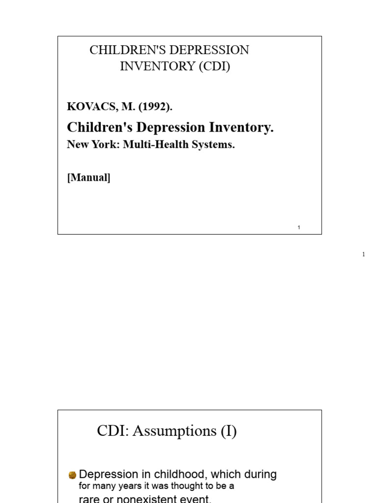 Children's Depression Inventory Overview | PDF | Major Depressive ...