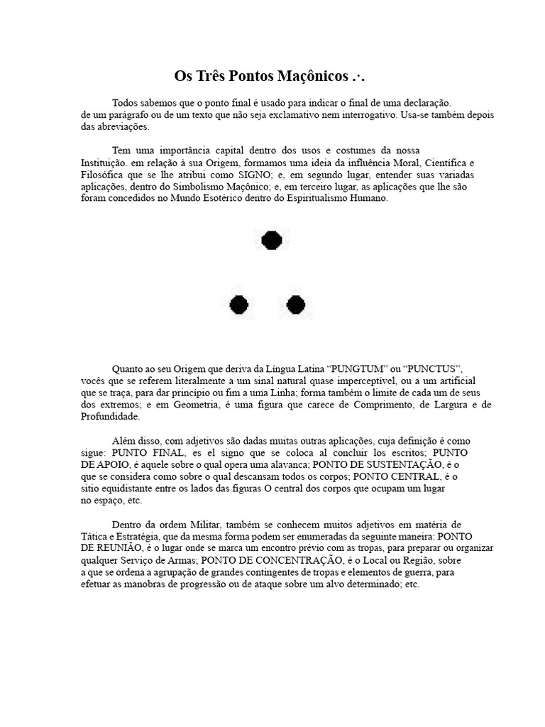 Os Três Pontos Maçônicos | PDF | Maçonaria | Moralidade