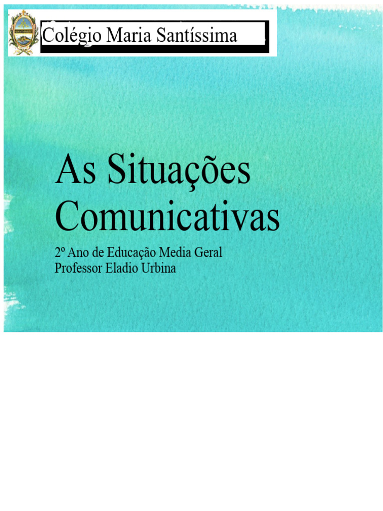 As Situações Comunicativas | PDF | Entrevista | Comunicação