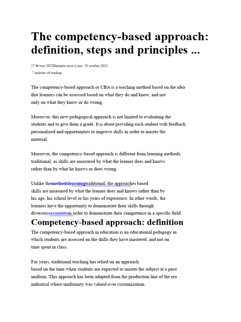 Competency-Based Approach in Education | PDF | Pedagogy | Teaching Method