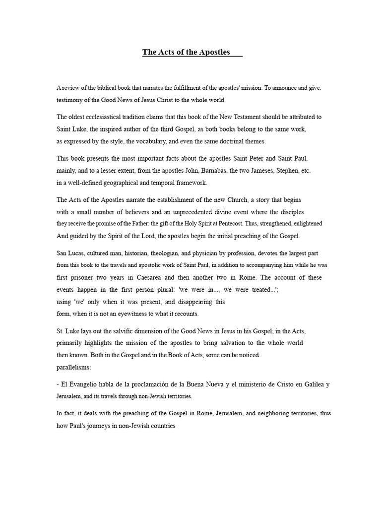 Overview of the Acts of the Apostles | PDF | Acts Of The Apostles ...