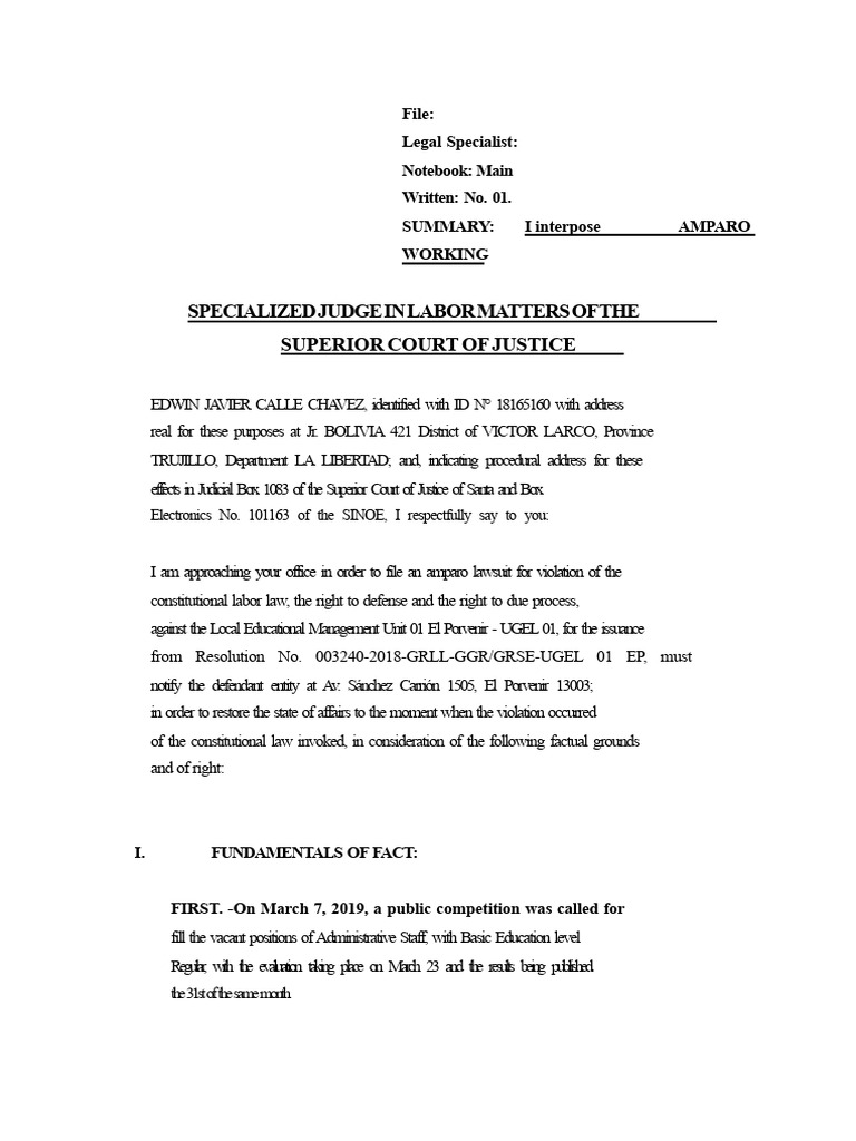 Amparo Lawsuit for Labor Rights Violation | PDF | Lawsuit | Government