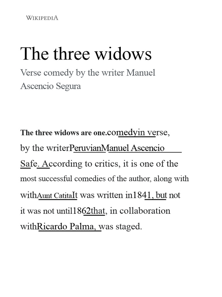 The Three Widows - Wikipedia, The Free Encyclopedia | PDF | Peru