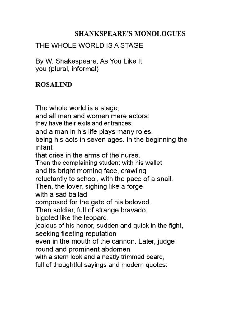 Shakespeare's Iconic Monologues Explained | PDF | Characters In Romeo ...