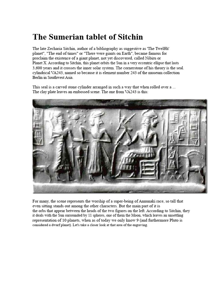 Sitchin's Sumerian Cylinder Seal VA243 Analysis | PDF | Zecharia ...
