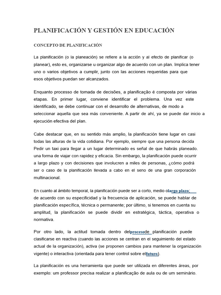 Planificación y Gestión Educativa Efectiva | PDF | Planificación | Business