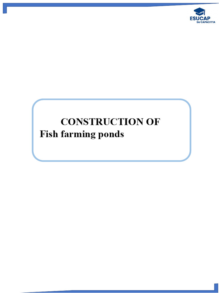Construction of Fish Farming Ponds | PDF | Soil | Clay