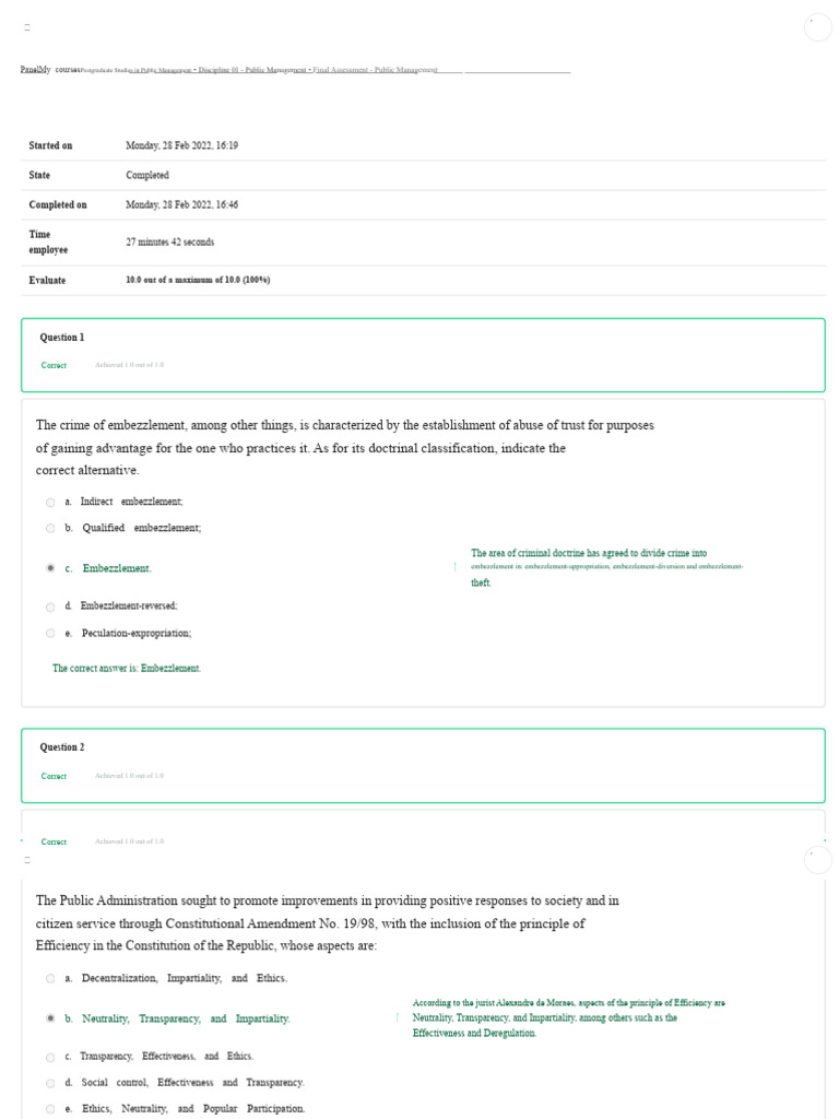 Final Assessment - Public Management - Review of Attempt 1 | PDF ...