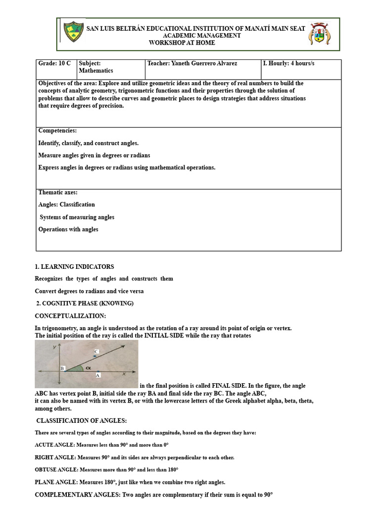 Geometry and Angle Measurement Workshop | PDF | Angle | Euclidean Geometry
