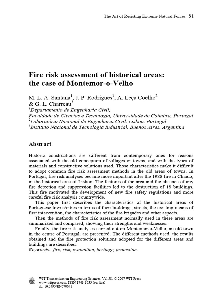 Fire Risk Assessment in Historic Areas | PDF | Risk | Fires