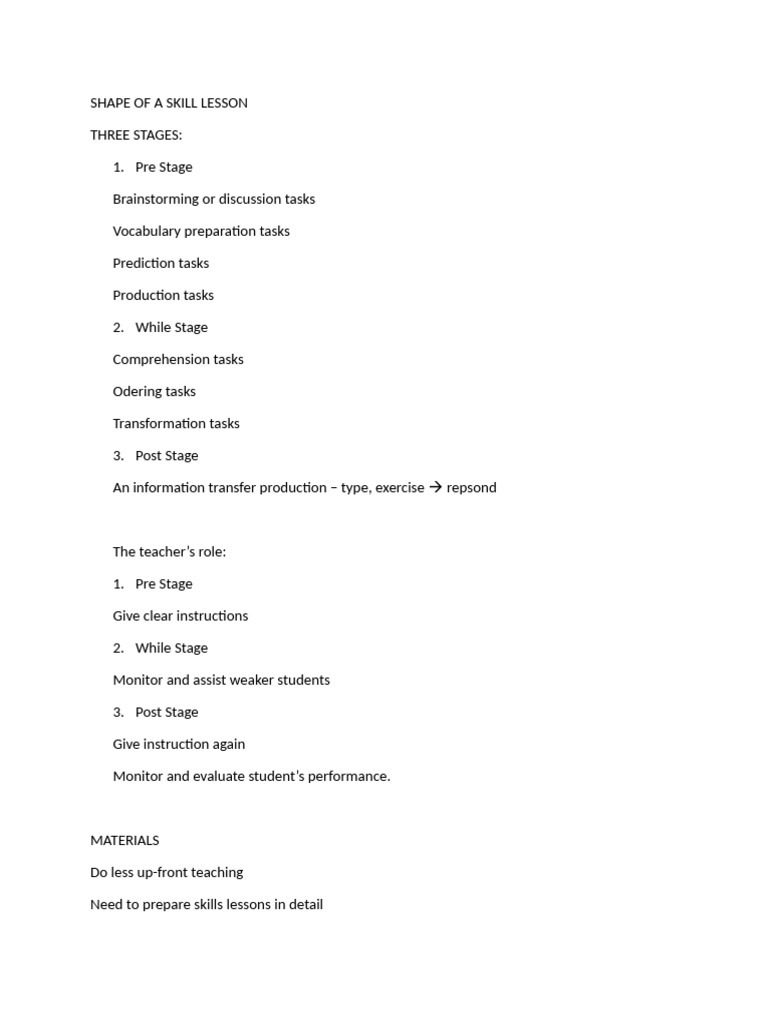 Shape of A Skill Lesson | PDF