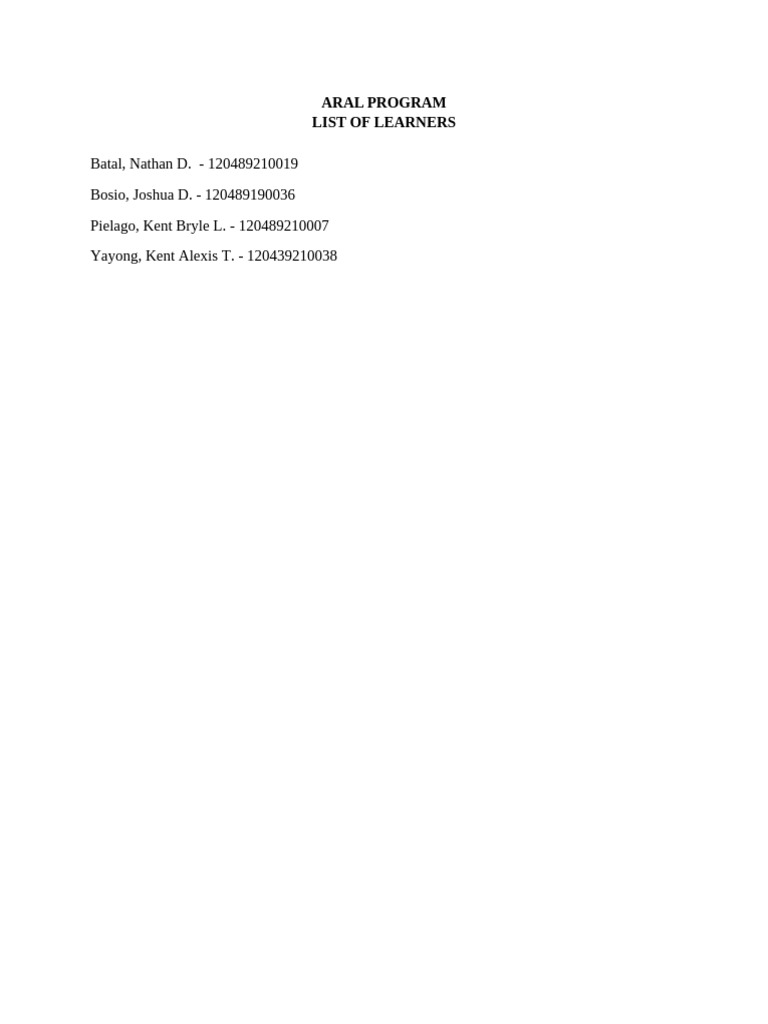 Aral Program | PDF