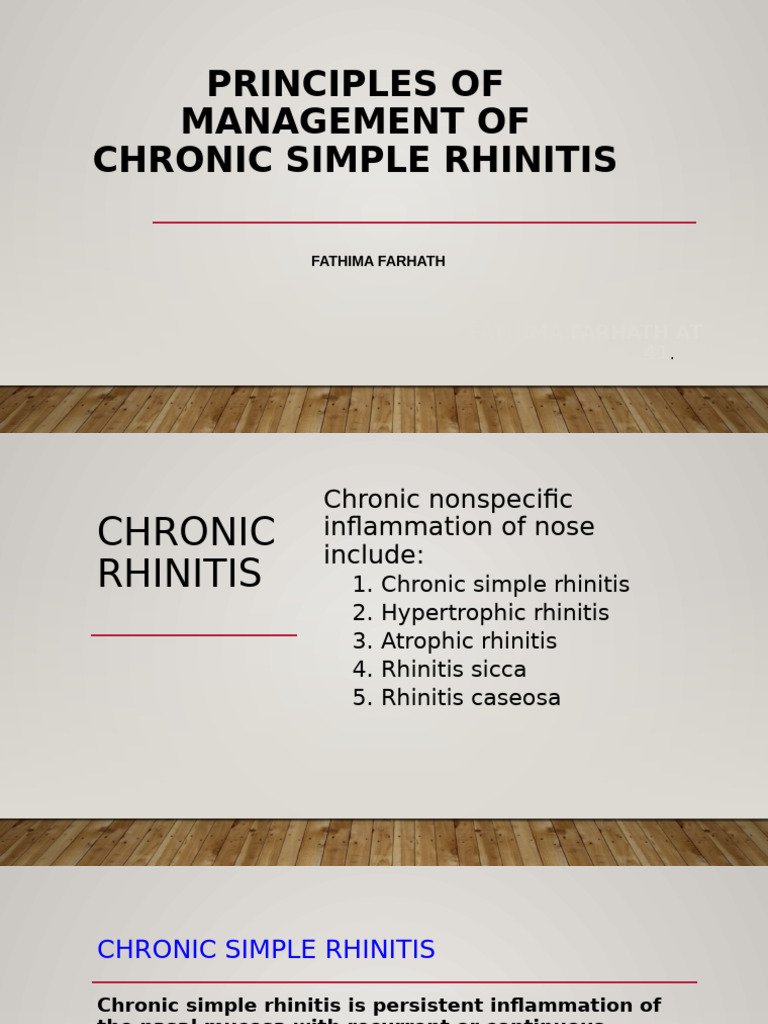 Principles of Management of Chronic Simple Rhinitis | PDF | Allergy ...