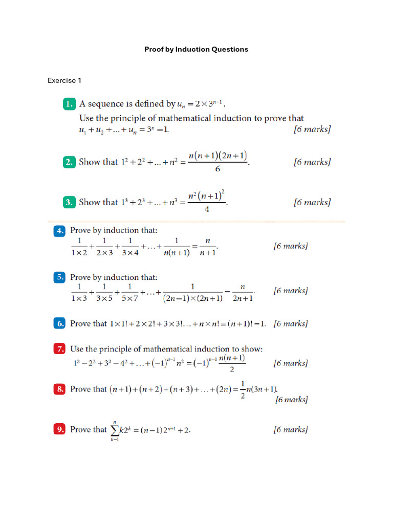 1557CRProof by Induction Questions 1 | PDF