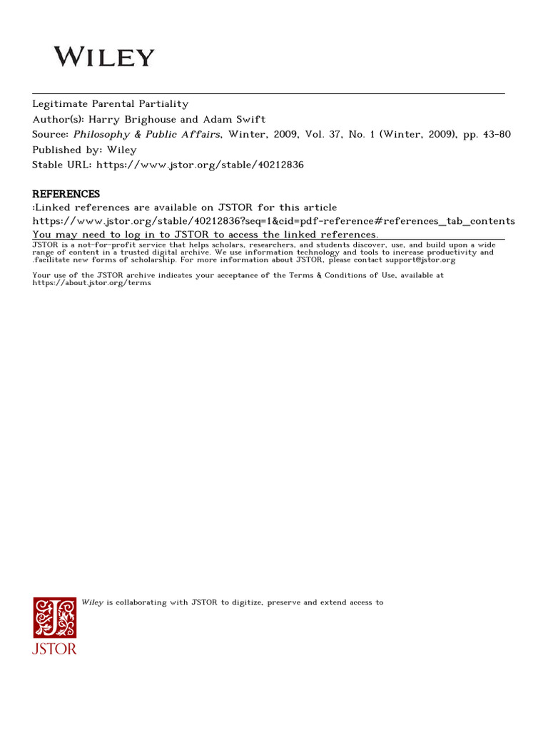Understanding Parental Partiality | PDF | Egalitarianism | Equal ...