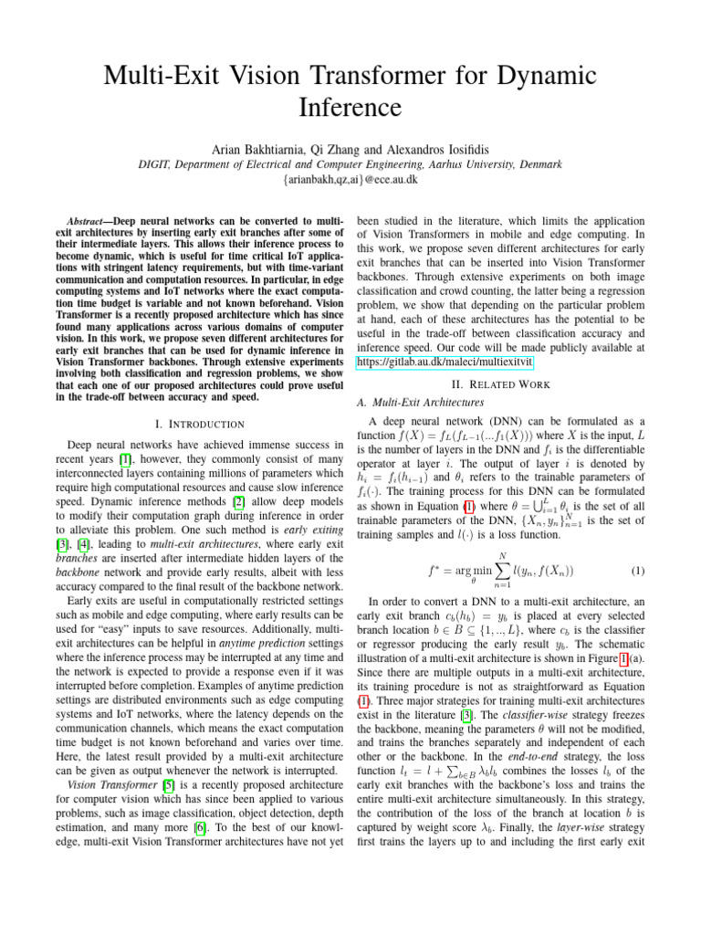 Dynamic Inference with Multi-Exit ViT | PDF | Statistical ...