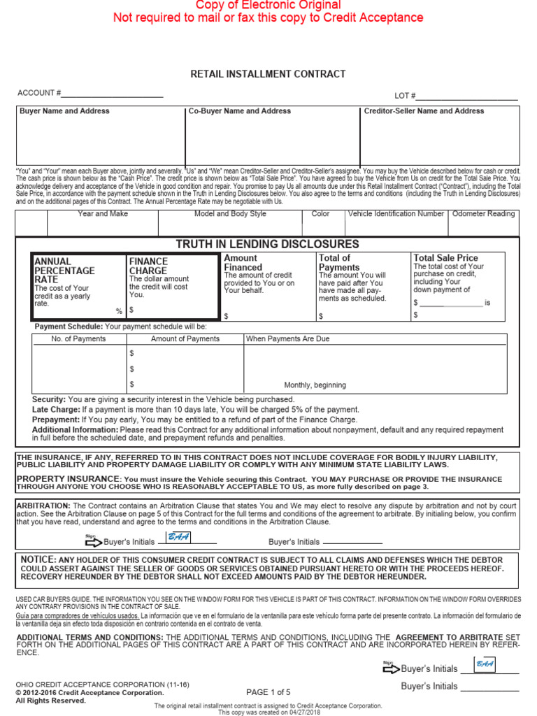 Retail Installment Contract Overview | PDF | Arbitration | Insurance