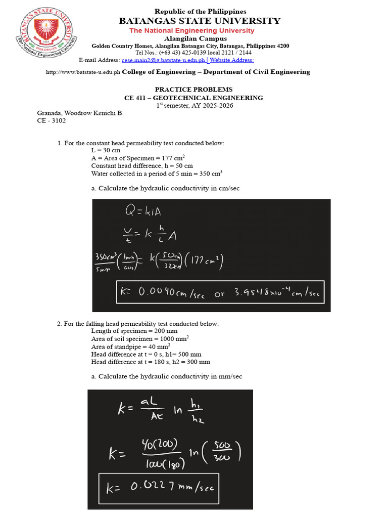 Geotechnical Engineering Practice Problems | PDF