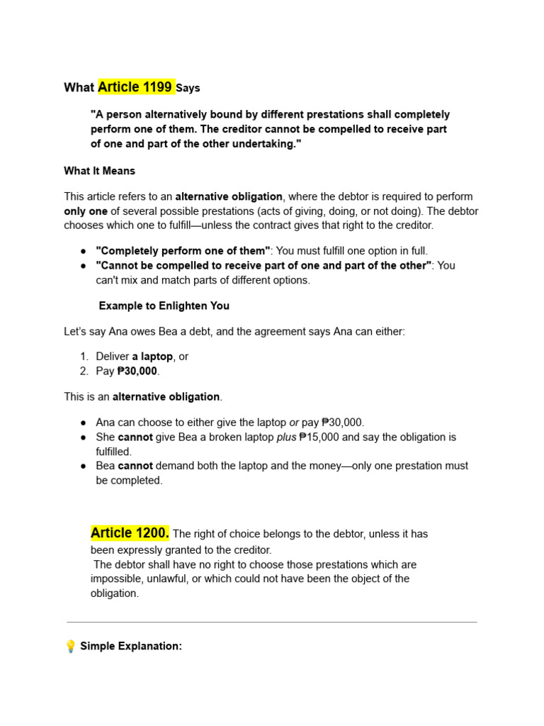 Understanding Alternative Obligations in Law | PDF | Negligence | Legal ...