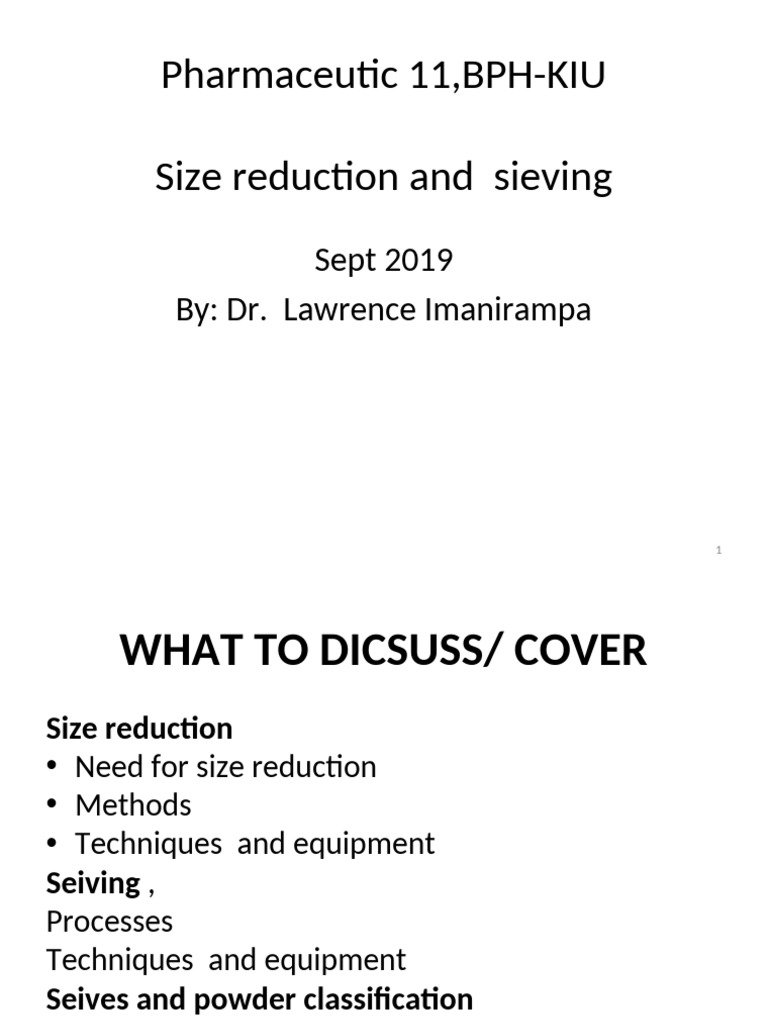Size Reduction Techniques in Pharmaceuticals | PDF | Mill (Grinding ...