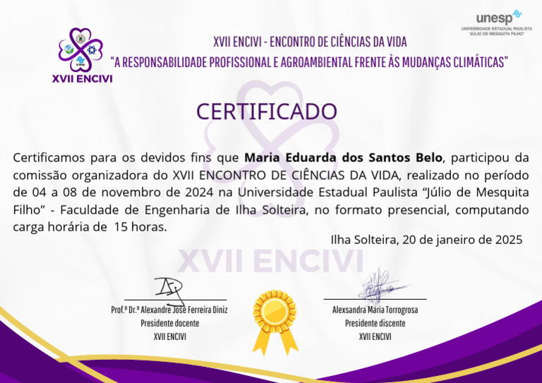 CERTIFICADO Maria Eduarda Dos Santos Belo | PDF