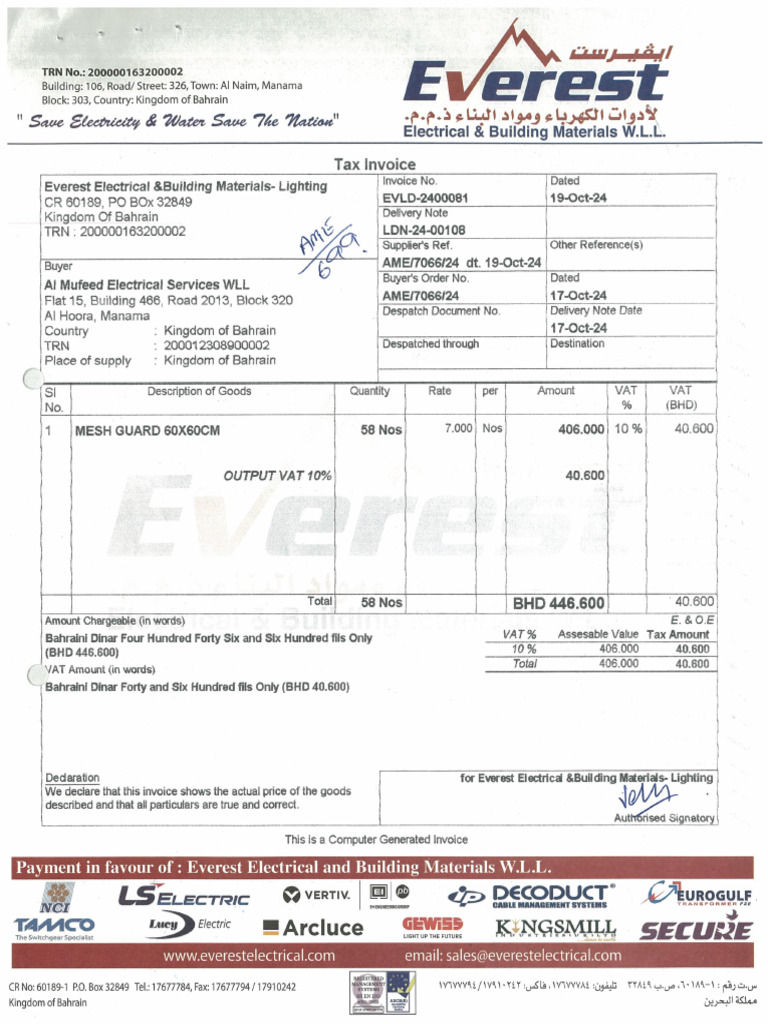 Invoice For Mesh Guard-NPRA | PDF