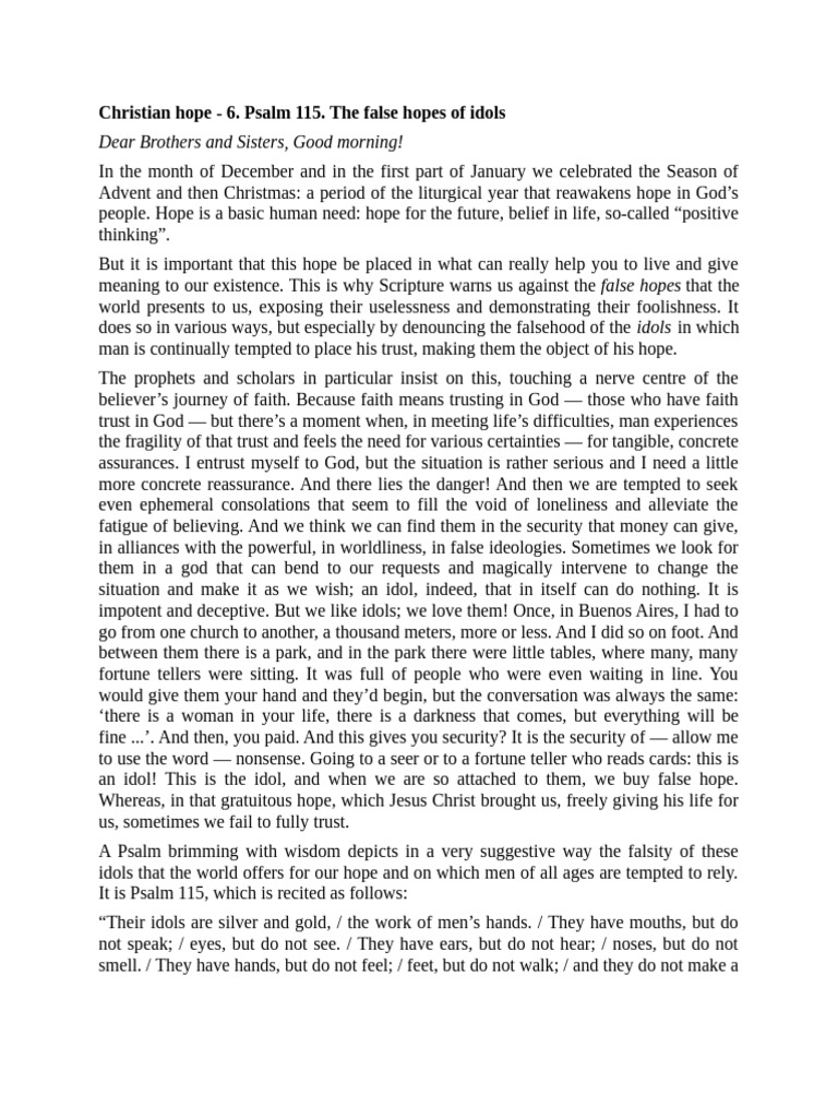 Rejecting Idols: Embracing True Hope | PDF | Faith | God