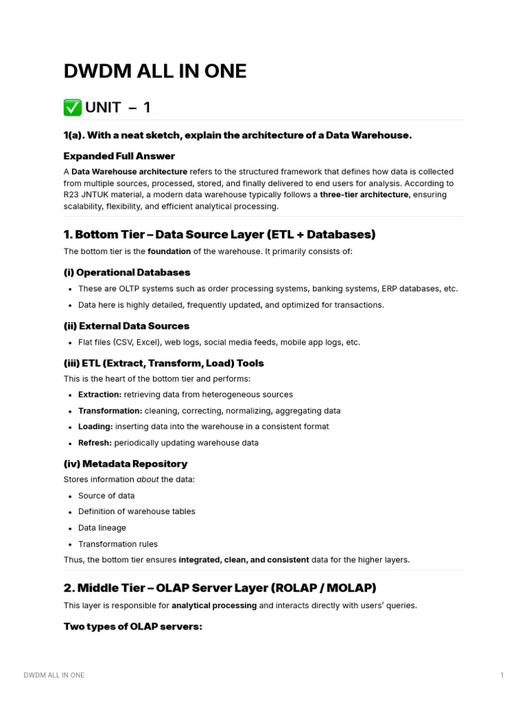 Data Warehouse Architecture Explained | PDF | Data Warehouse | Cloud ...