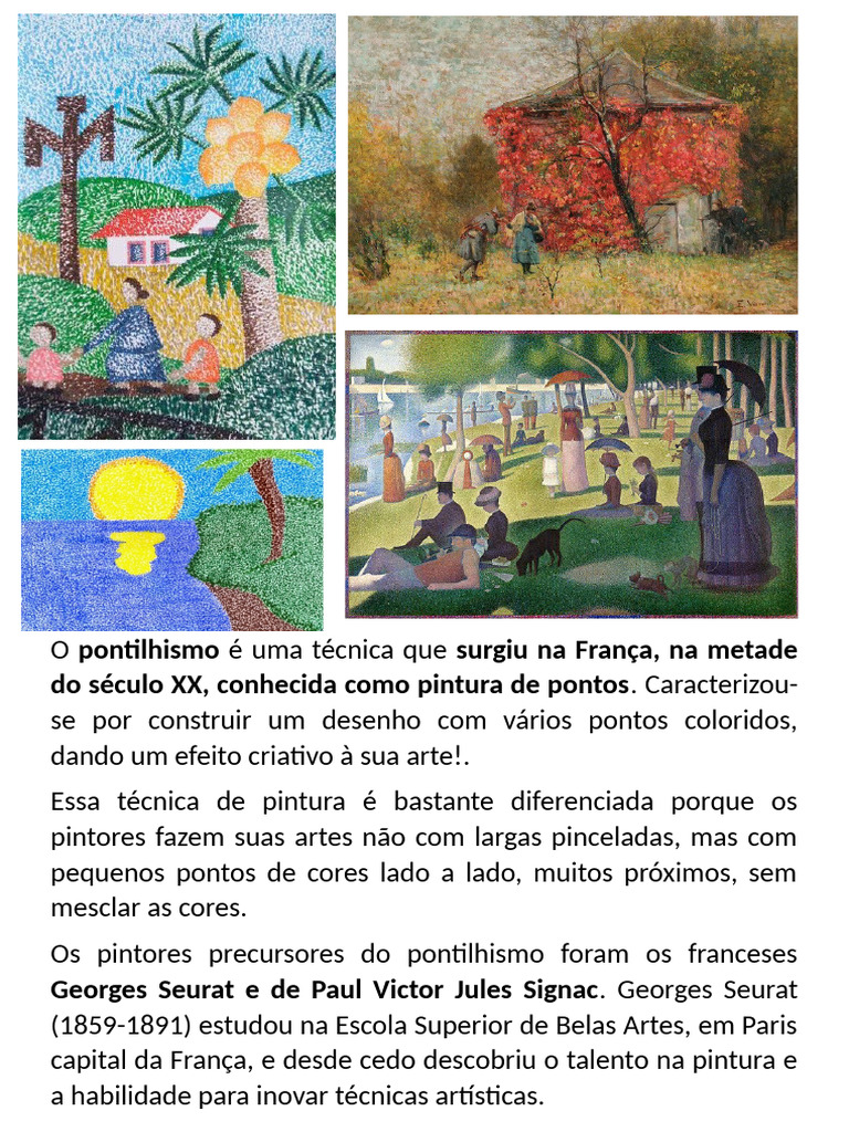 O Pontilhismo É Uma Técnica Que Surgiu Na França | PDF