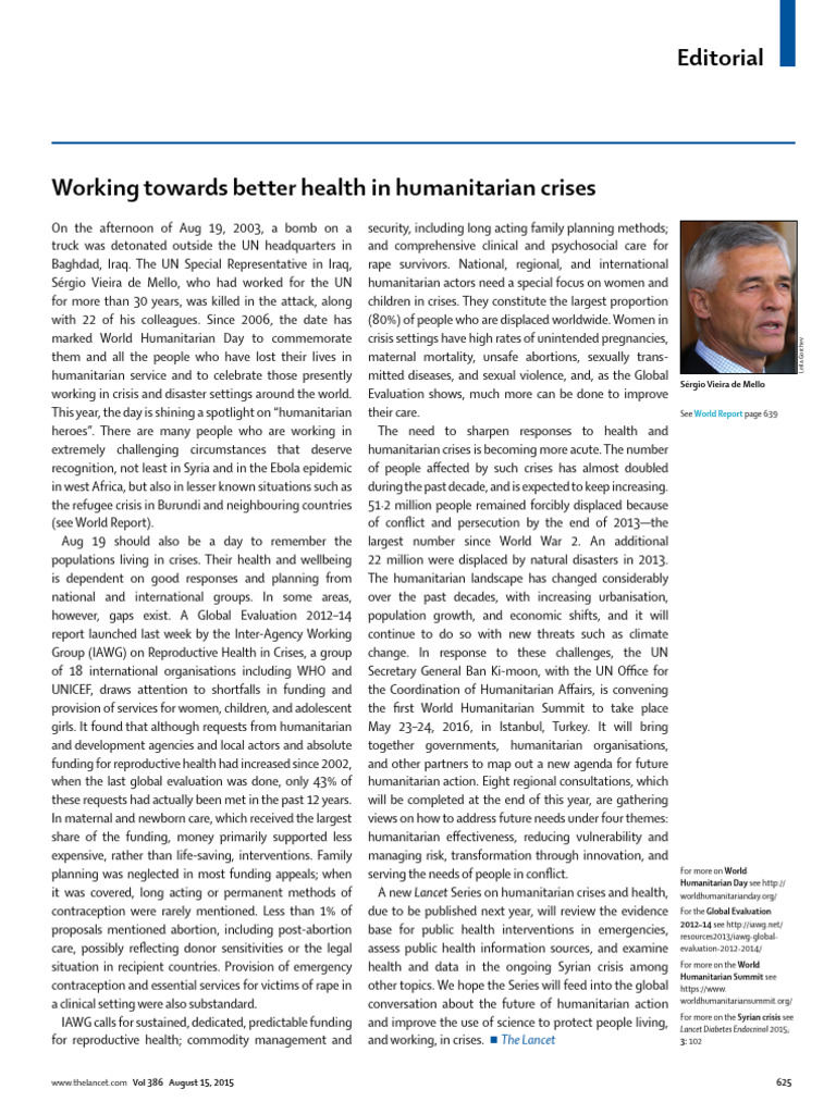 Enhancing Health in Humanitarian Crises | PDF | Humanitarian Crisis ...