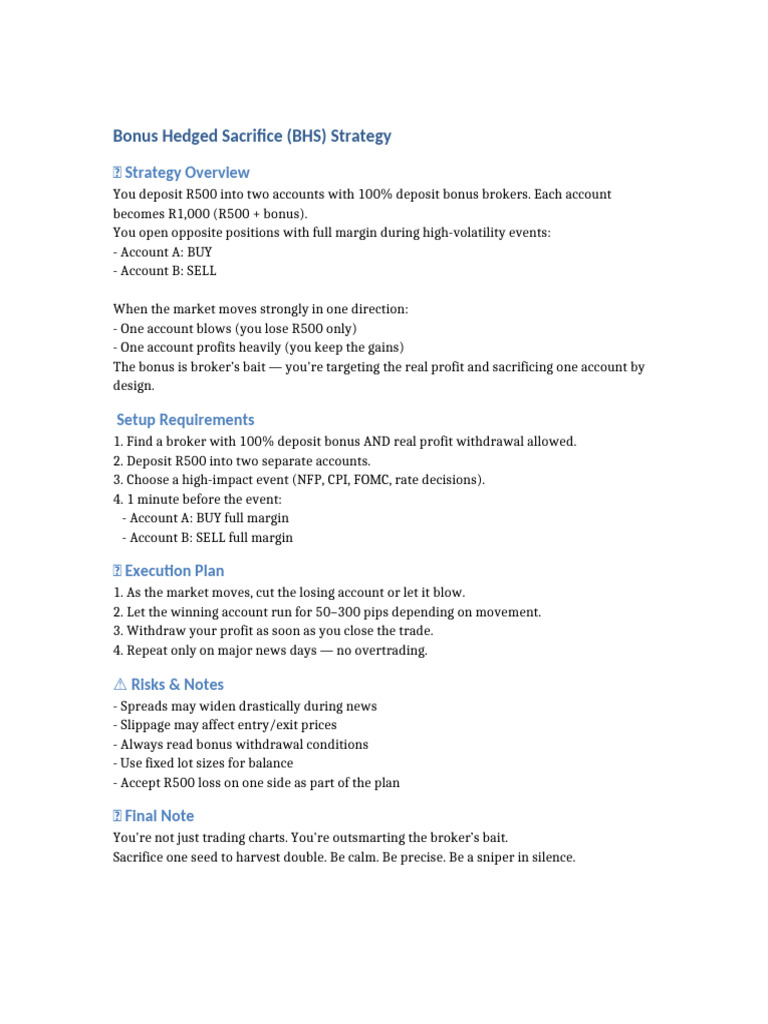 Bonus Hedged Sacrifice Strategy by TV Moopeloa | PDF