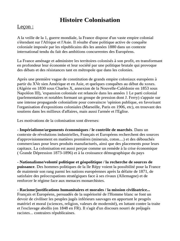 Histoire de la colonisation française | PDF | Colonisation | Colonialisme
