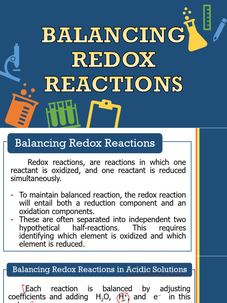 LESSON 8 Balancing Redox Reactions Under Acidic and Basic Conditions ...