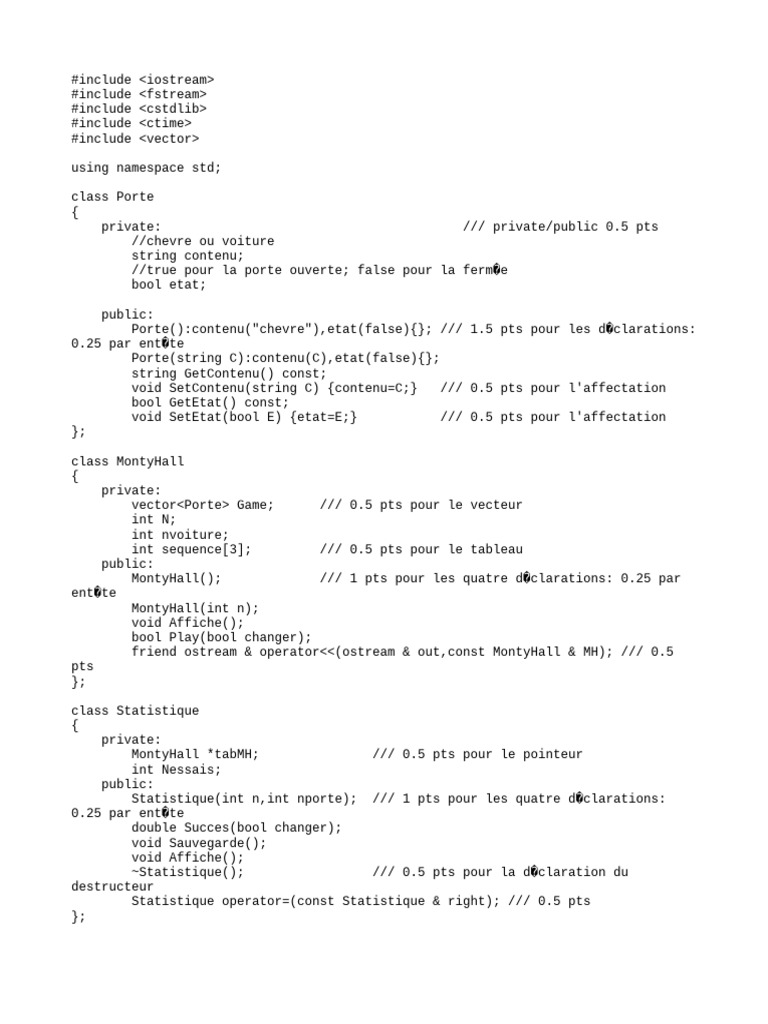 Simulation du jeu Monty Hall en C++ | PDF | Programmation orientée ...