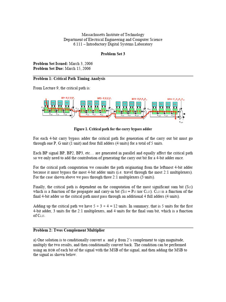 Pset3 Soln | PDF | Arithmetic | Electronics