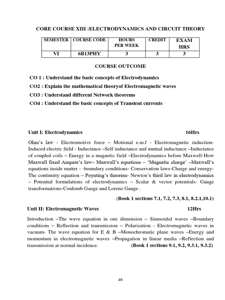 Electrodynamics and Circuit Theory Course | PDF | Inductance ...