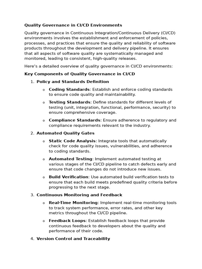 Quality Governance in CI/CD Pipelines | PDF | Software Testing ...