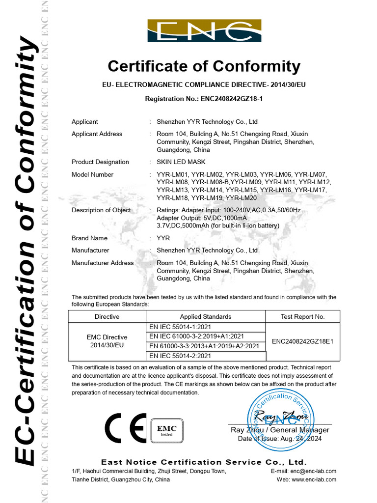 CE Certificate For LED Mask-2024-8-By YYR (2025-12-03 01 - 26 - 07 ...