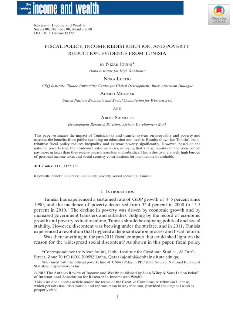 Tunisia's Fiscal Policy Impact on Poverty | PDF | Taxes | Social ...