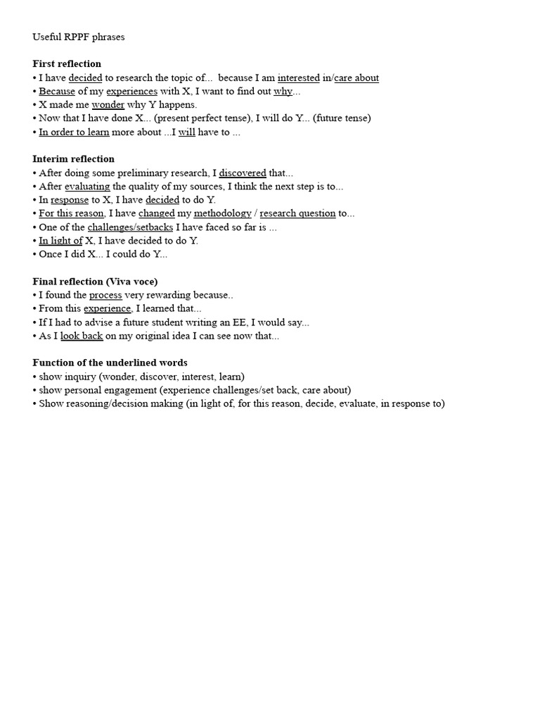 Useful RPPF Phrases | PDF