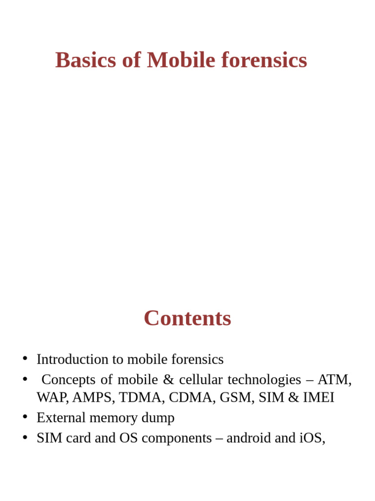 Mobile Forensics: Techniques & Importance | PDF | Cellular Network ...