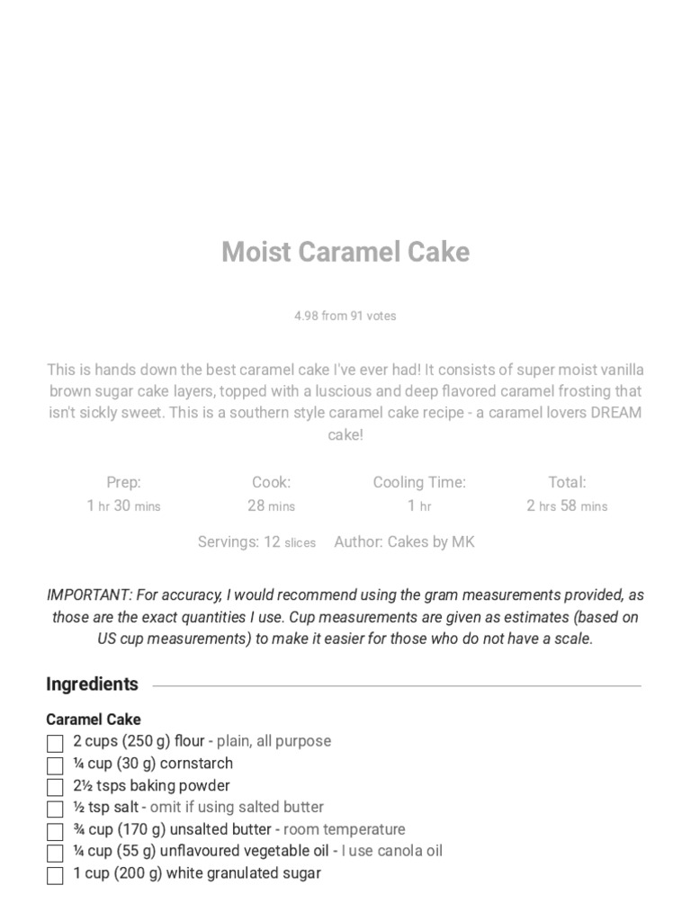 Moist Caramel Cake - Cakes by MK | PDF | Cakes | Fat