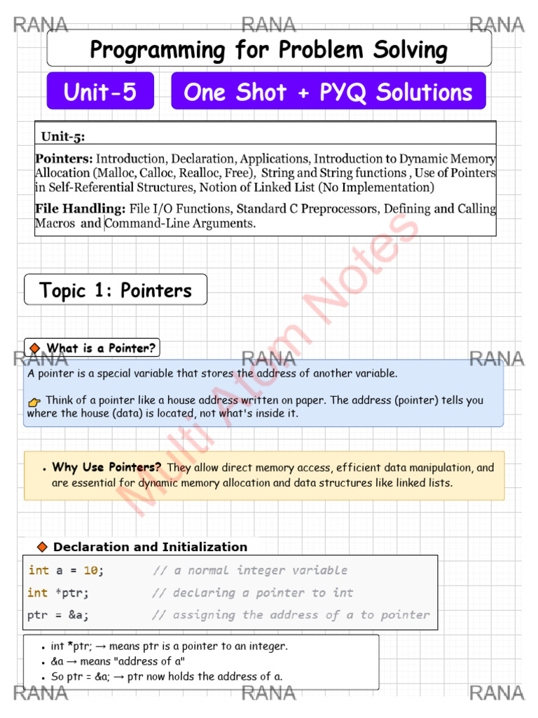 C Programming: Pointers & Memory Management | PDF | Pointer (Computer ...