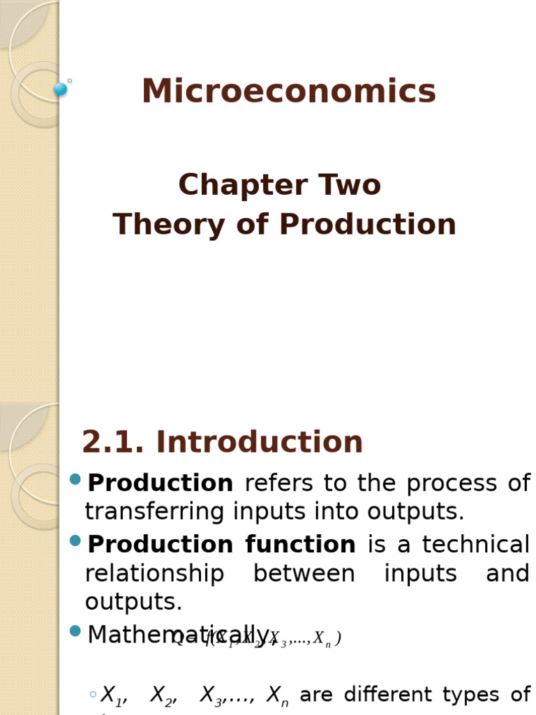 Chapter Two(2) | PDF | Production Function | Production And Manufacturing