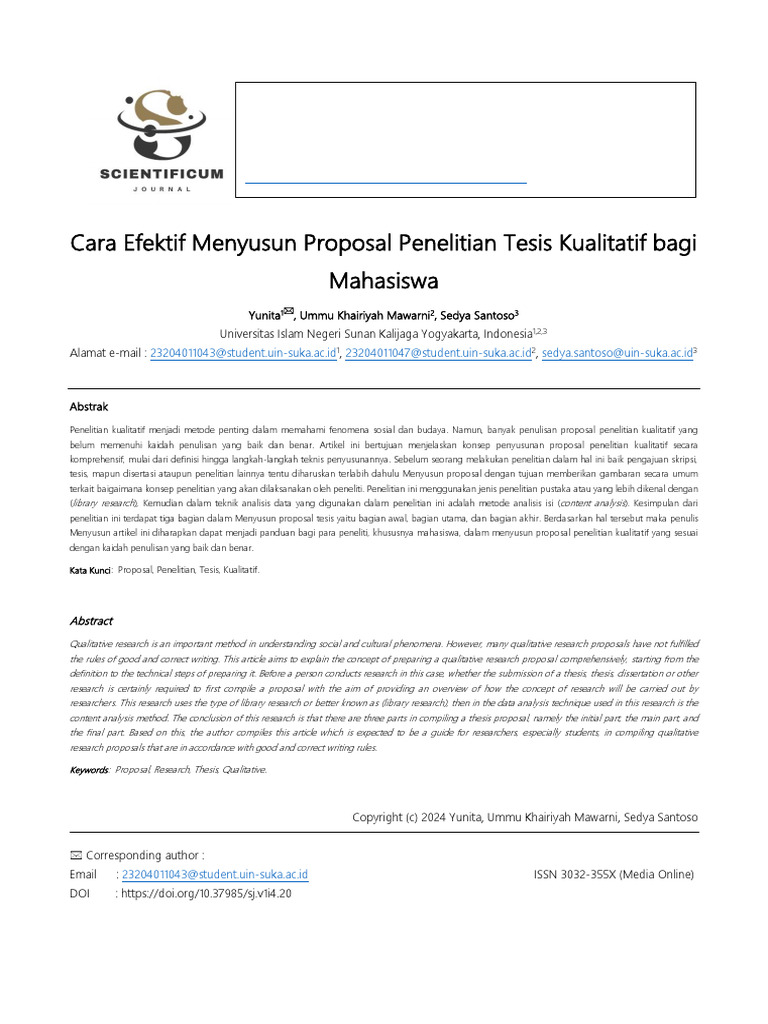 Panduan Proposal Tesis Kualitatif Mahasiswa | PDF