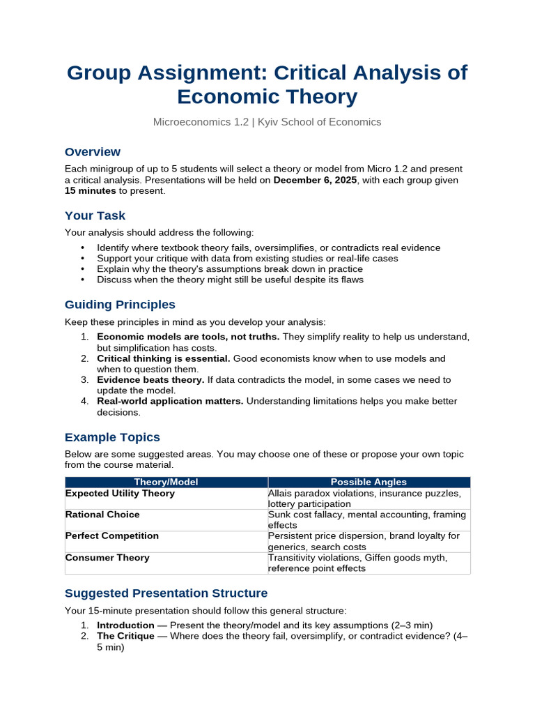Critical Analysis of Economic Theories | PDF | Microeconomics | Theory