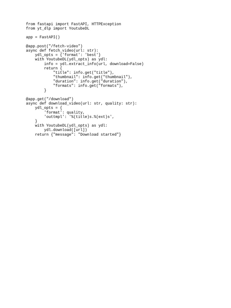 FastAPI Video Fetch and Download API | PDF