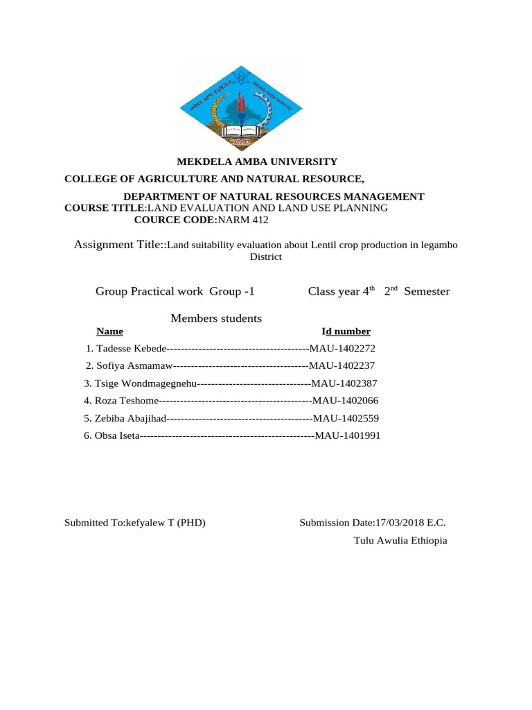 PRACTICAL WORK of LAND EVALUATION GROUP 1 | PDF | Soil | Geographic ...
