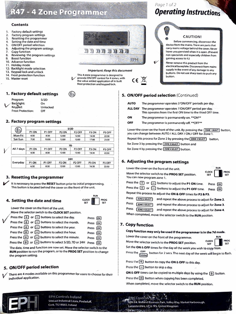 Heating Programme Manual | PDF